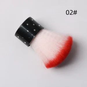 White-to-red soft nail duster brush labeled 02#