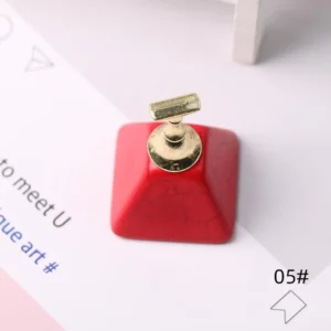 Red turquoise nail art display stand with magnetic golden top