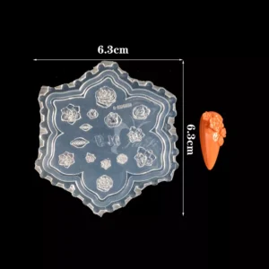 Floral-edge silicone mold with rose and blossom patterns for 3D nail decoration
