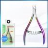 Stainless steel nail nipper with rainbow handle in retail packaging