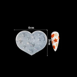 Star and moon-themed nail mold with cosmic 3D accents