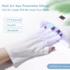 UV Protection Nail Gloves with UPF50 fabric under curing lamp