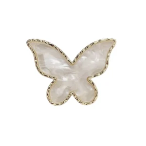 Butterfly-shaped pearlescent white Japanese nail palette ring
