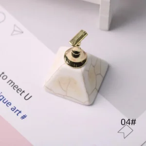 White turquoise magnetic nail base with delicate stone pattern