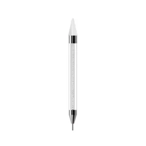 White wax nail pen with clear crystal interior